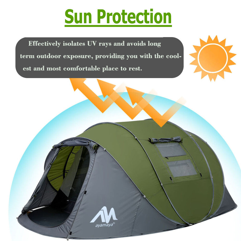 4-6 Person Waterproof Pop Up Camping Tent with Double Layer & Vestibule