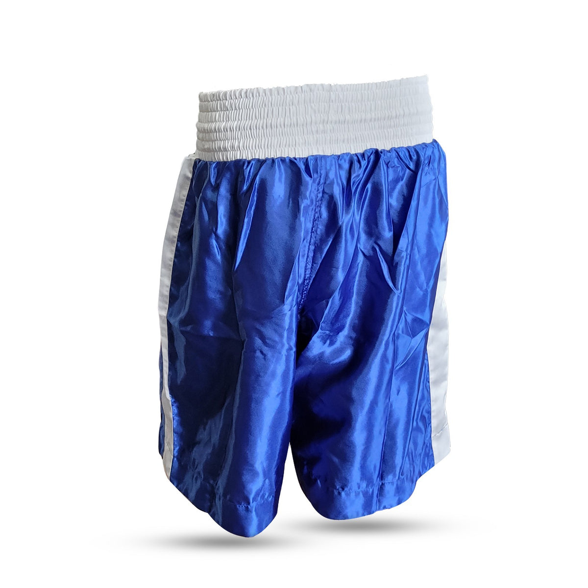Men's Satin Boxing Shorts - Blue & White Kickboxing MMA Training Shorts