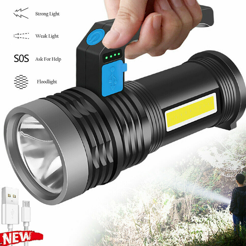 High Lumens Rechargeable LED Flashlight - Waterproof Handheld Torch, 4 Modes