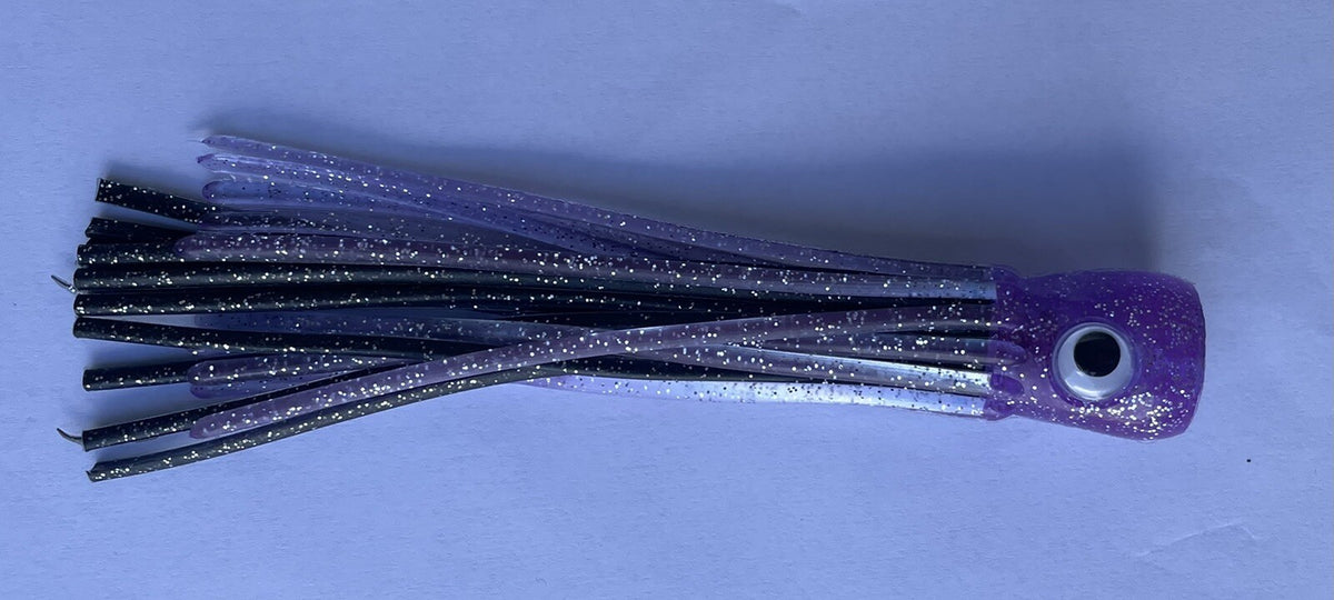 Fishing Trolling Skirts 5 Pack - Glitter Double Skirted Lures for Tuna Mahi Wahoo