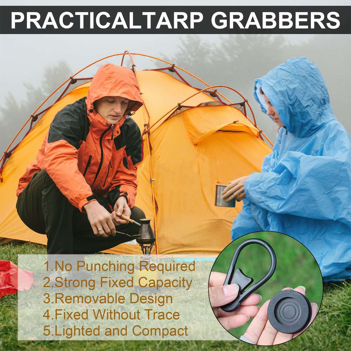 20 Pack Outdoor Camping Tarp Clips Durable Tie-Down Fasteners