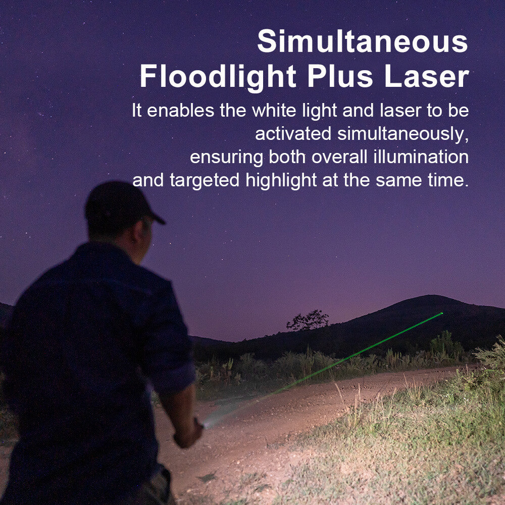 LED Flashlight with UV & Green Laser 1300 Lumens - Portable EDC Light