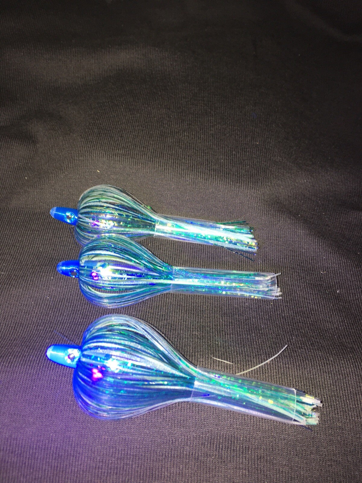 Salmon Trolling Flies Pack of 3 - 4 Inch Unrigged Blue & Glow