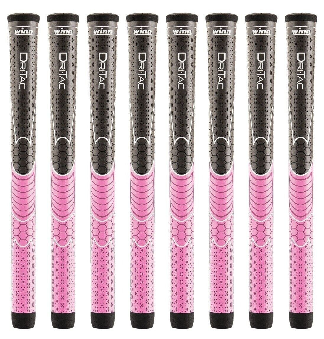 Golf Club Grips for Women - Winn DriTac Ladies Tapered Set of 6 Grey & Pink