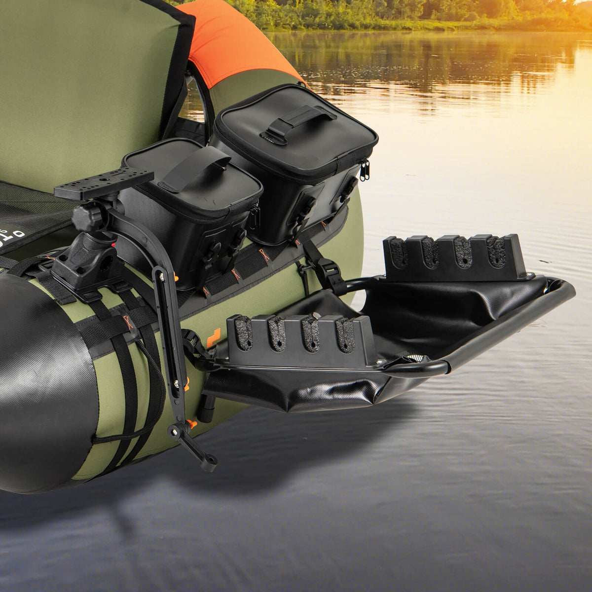 Fishing Boat Accessory Set with 360° Rotatable Fish Finder Mount & Rod Storage
