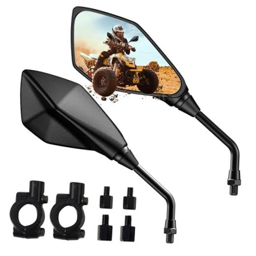 ATV & Motorcycle Handlebar Mirrors 7/8 Inch Mount - Wide Convex Lens
