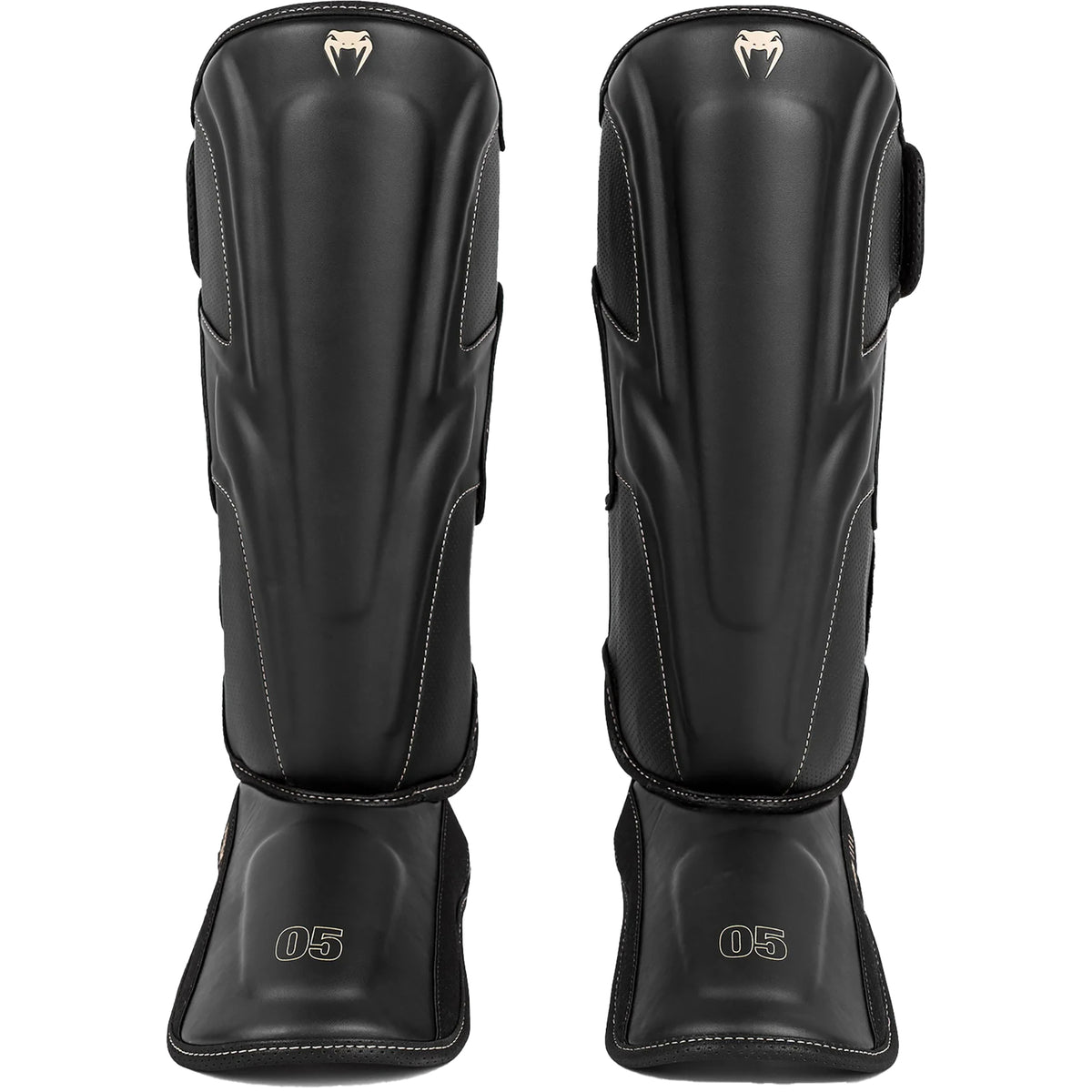Impact EVO Shin Instep Guards for Boxing MMA Kickboxing - Black Beige