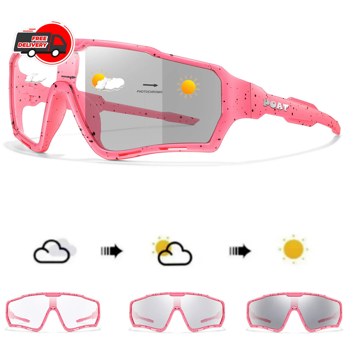 Photochromic Cycling Sunglasses Sports Eyewear UV400 UV-Change MTB Running Fishing