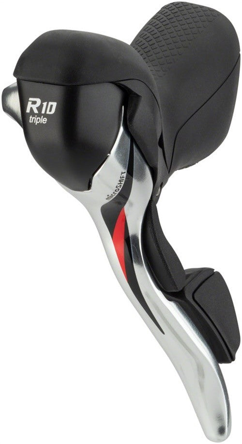 MicroSHIFT R10 Left Drop Bar Shift Lever - Triple 10-Speed Shimano Compatible Silver