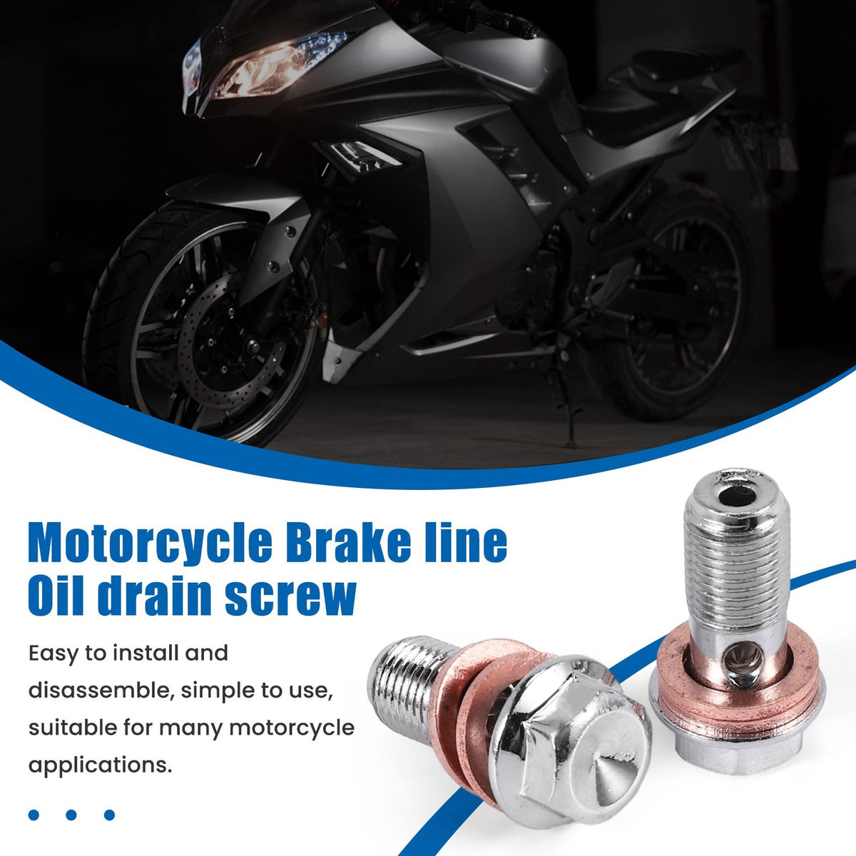 Motorcycle Carbon Steel Brake Banjo Bolt M10 x 1.0mm Set for Brake Calipers