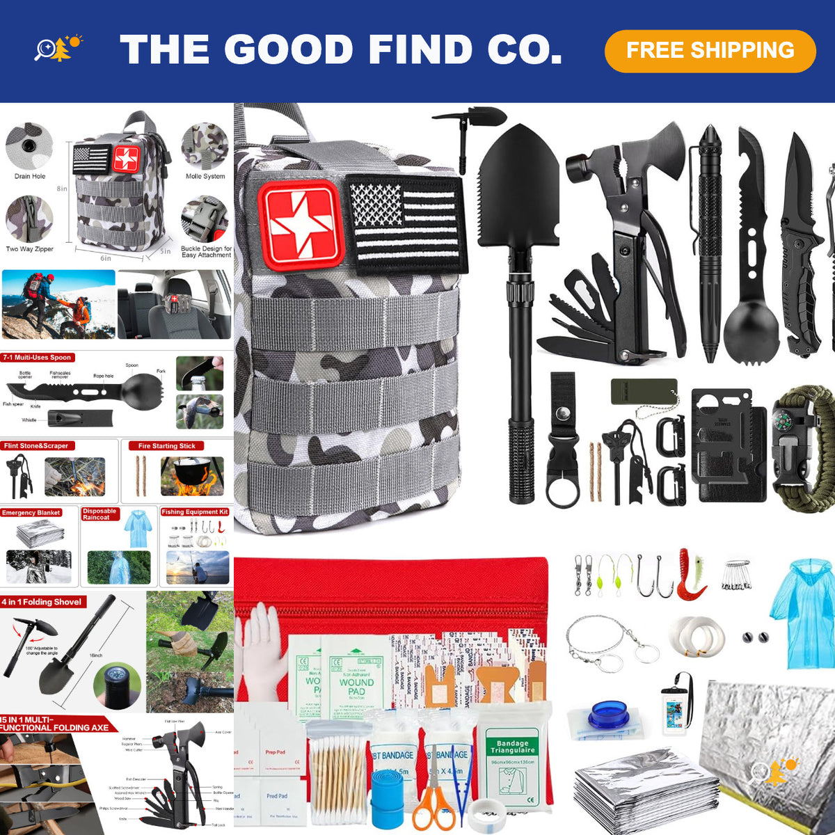 Emergency Survival Kit with 251-Piece Outdoor & First Aid Gear