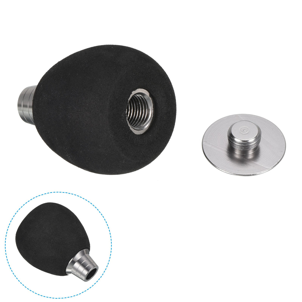 Fishing Reel Handle Knob EVA Metal Power Handle Grip Silver