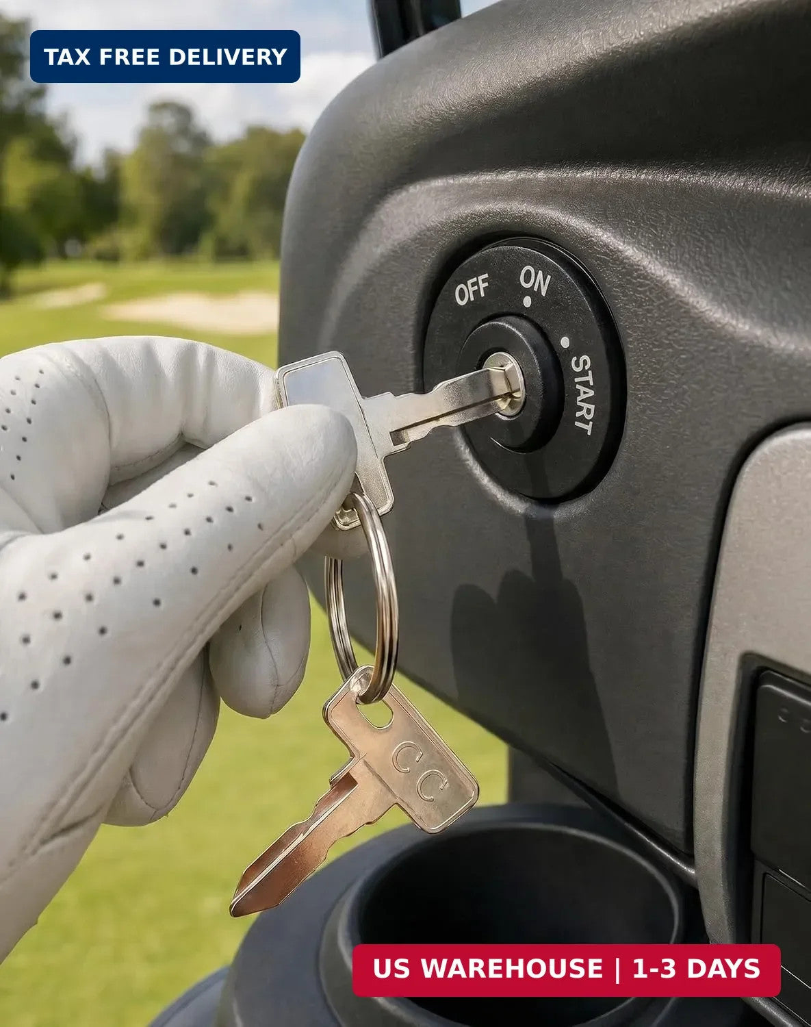Golf Cart Ignition Keys Set with Keychain - Compatible with Club Car DS & Precedent