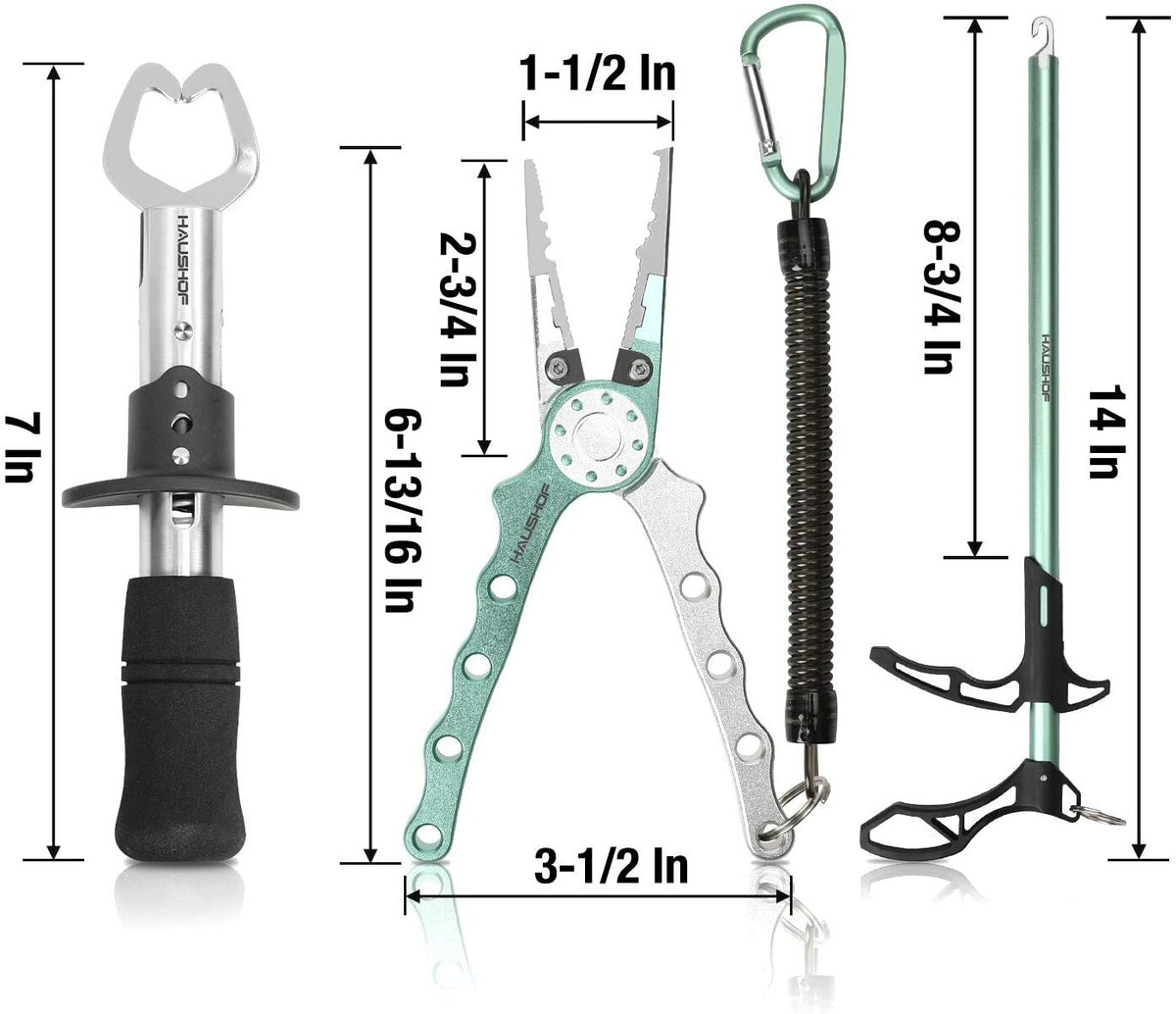 Fishing Pliers Set with Lip Gripper, Hook Remover & Line Cutter - 3PC Kit