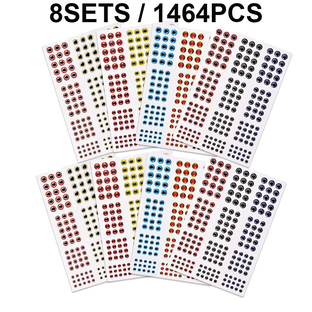 1464Pcs Fishing Lure Eyes 3D Holographic Fish Eyes for Fly Tying & Lure Craft
