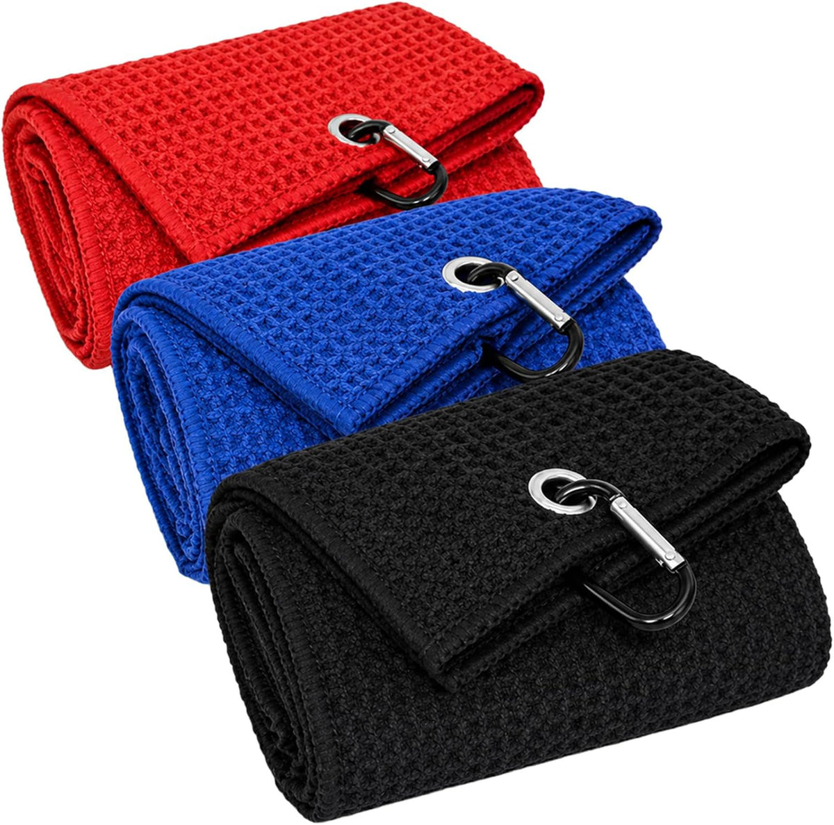 Microfiber Golf Towels 3 Pack 16x16 Inch Waffle Pattern for Club & Ball Cleaning