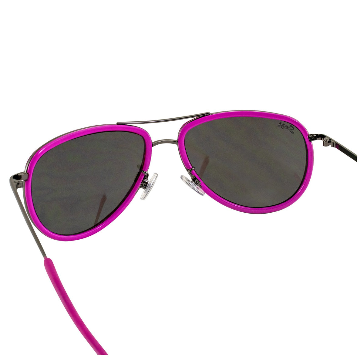 Women's Aviator Sunglasses Pink Chrome Frame Flash Mirror Lens