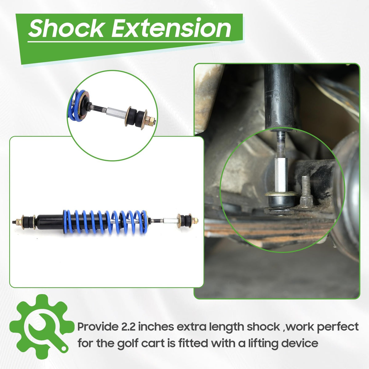Golf Cart Shock Absorber Extension Rod for EZGO Club Car - 2.5 Inch Lift