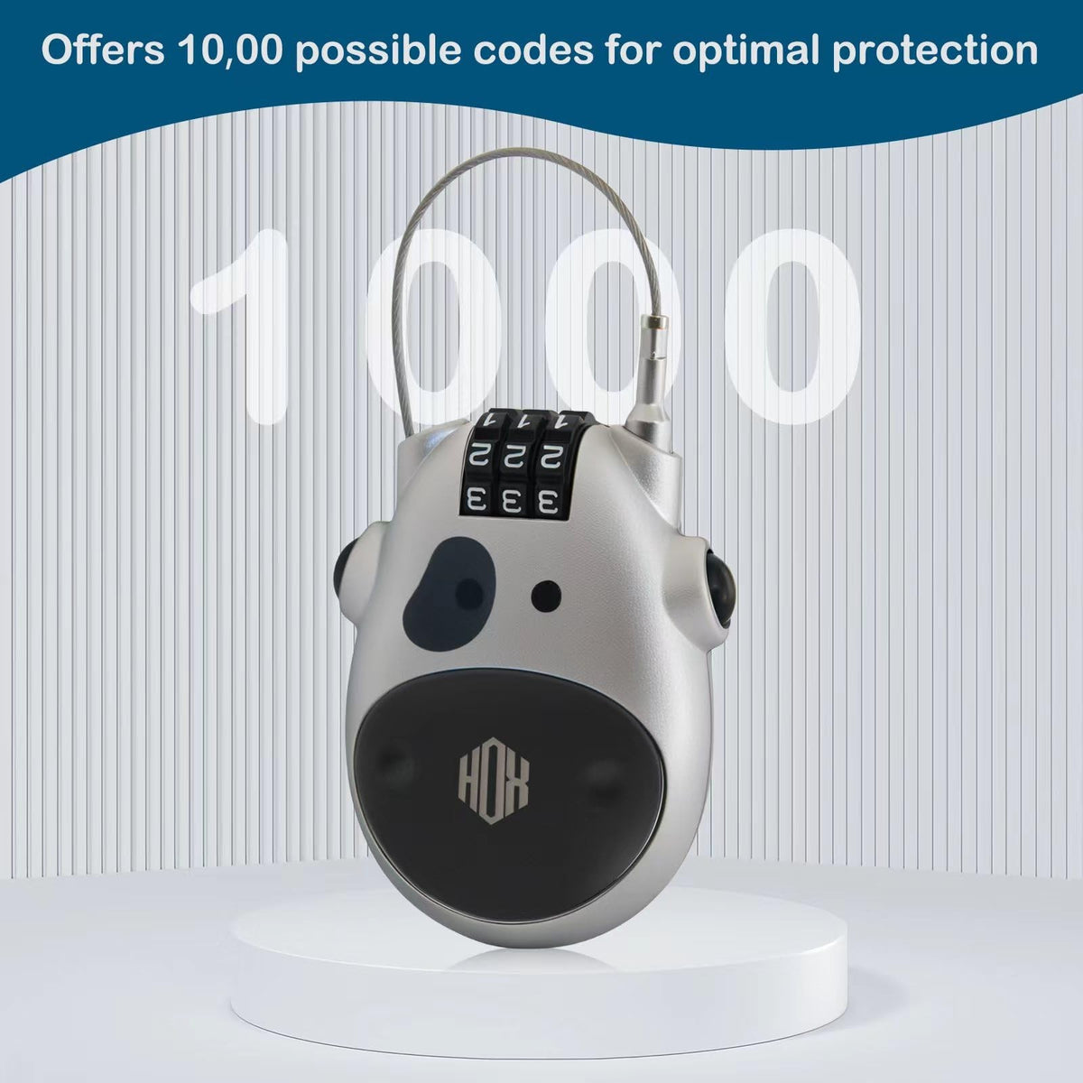 3-Digit Combination Lock with 3 Feet Retractable Cable for Bikes & Sports Equipment