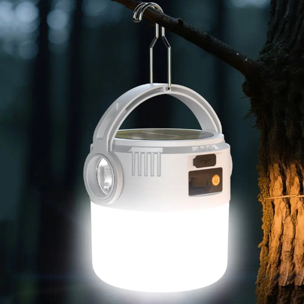 Rechargeable LED Camping Lantern with Solar & USB Power Dual Mode