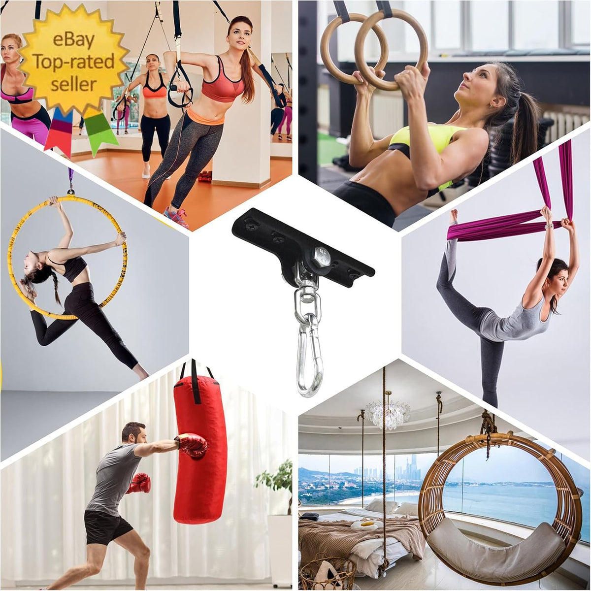 Heavy Boxing Bag Hanger for Wall & Ceiling - 360° Swivel Mount Bracket
