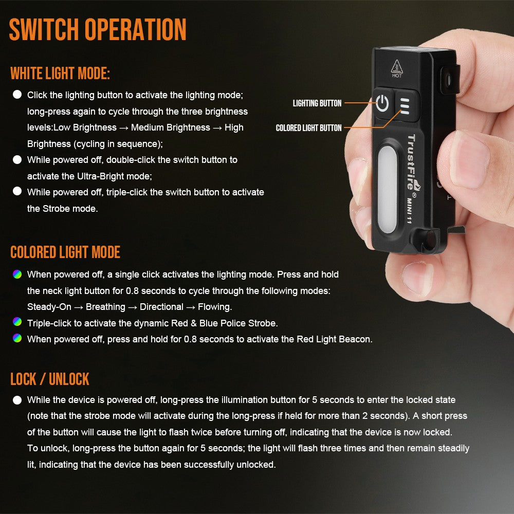 Mini LED Flashlight Rechargeable USB-C Clip Light 750LM for Outdoor & Emergency