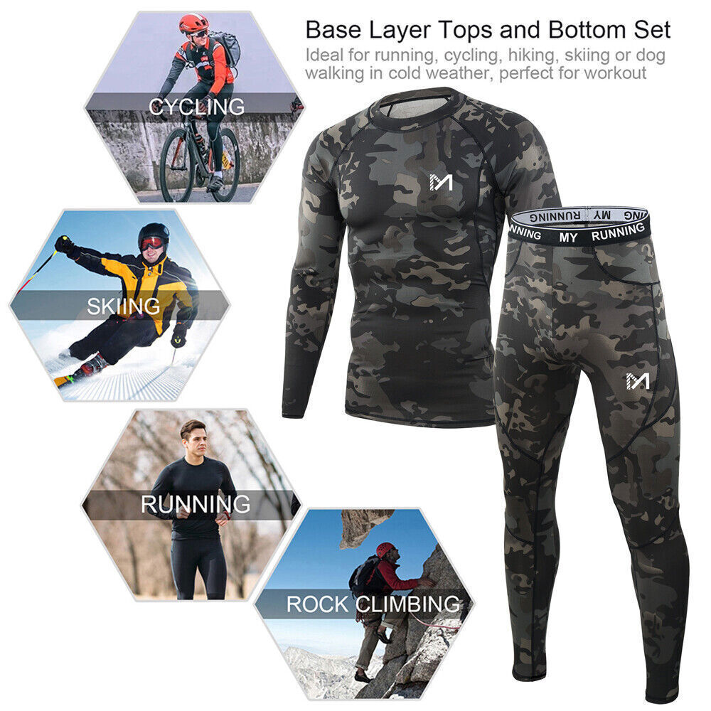 Men's Winter Fleece-Lined Thermal Long Johns Set Warm Underwear