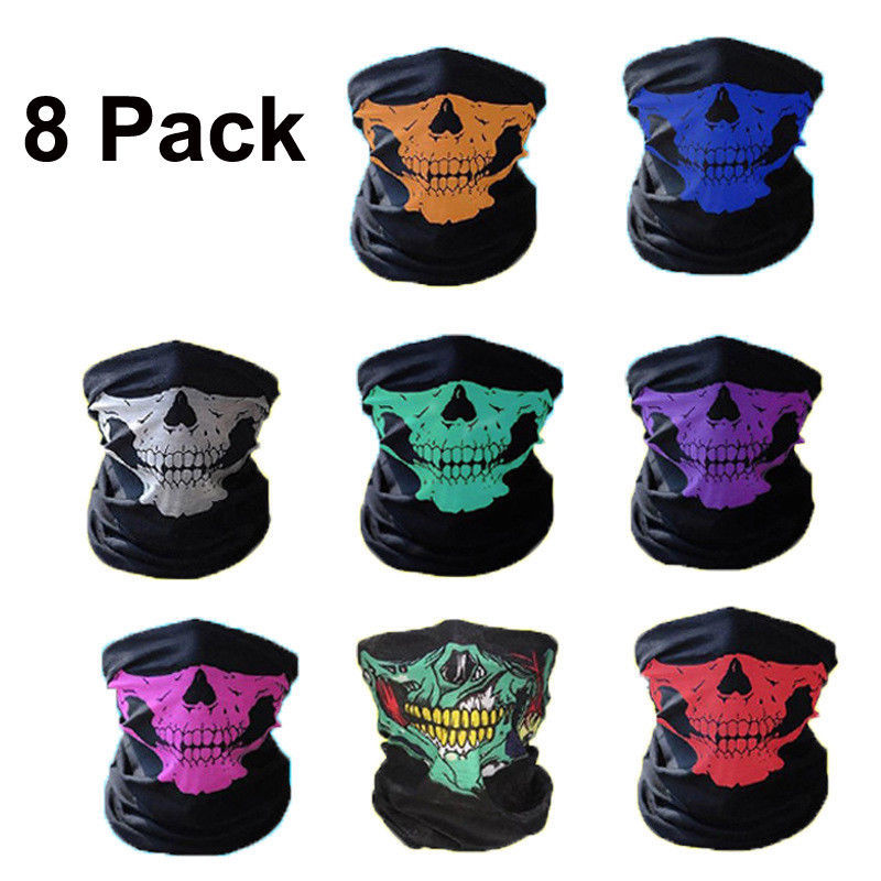8 Pack Ghost Skull Face Masks for Motorcycle Ski Snow Sports
