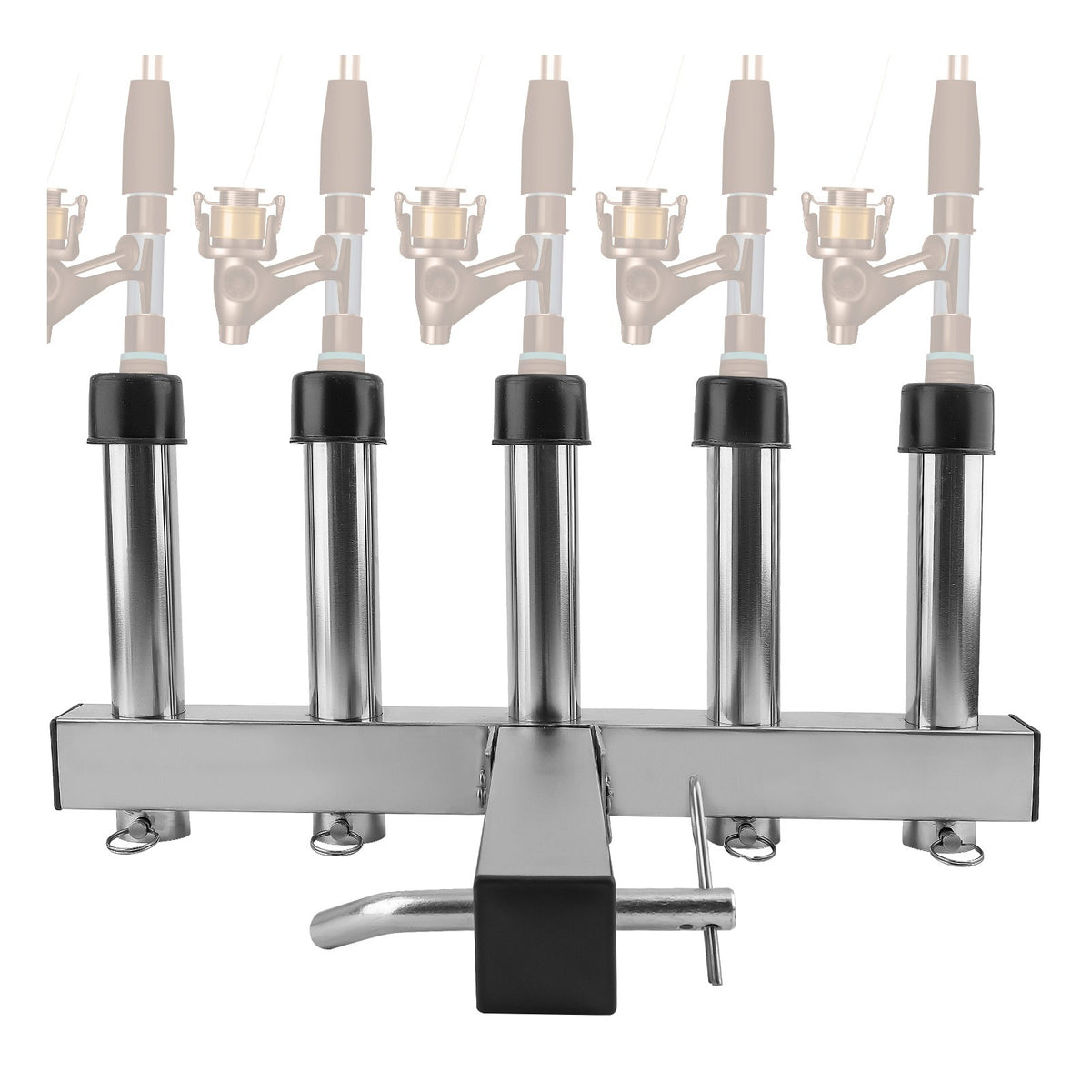 Adjustable Car Fishing Rod Holder for 2-Inch Hitch Receiver, Holds 5 Steel Rods