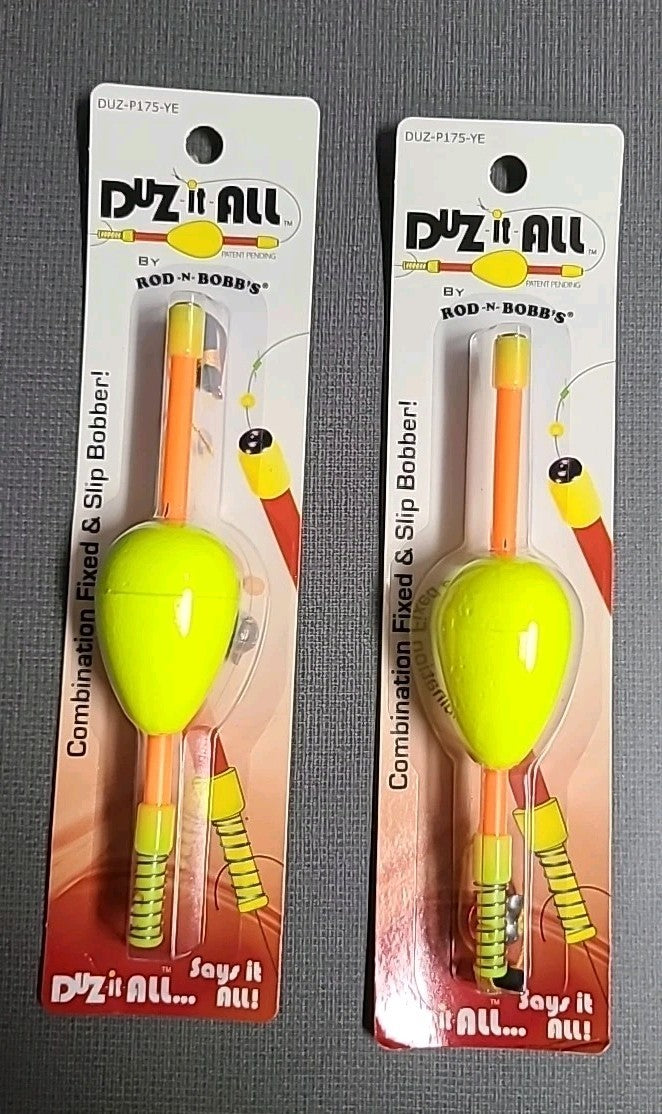 Weighted Fishing Bobber Hook Set - Fixed & Slip, 1.75oz, Yellow