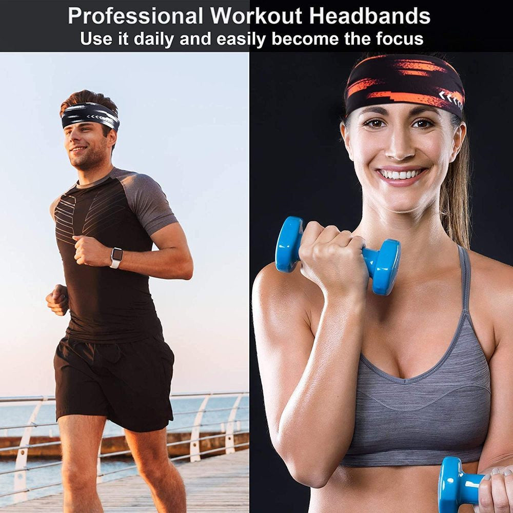 Reflective Sport Headband Moisture Wicking Hair Band for Running Cycling Yoga