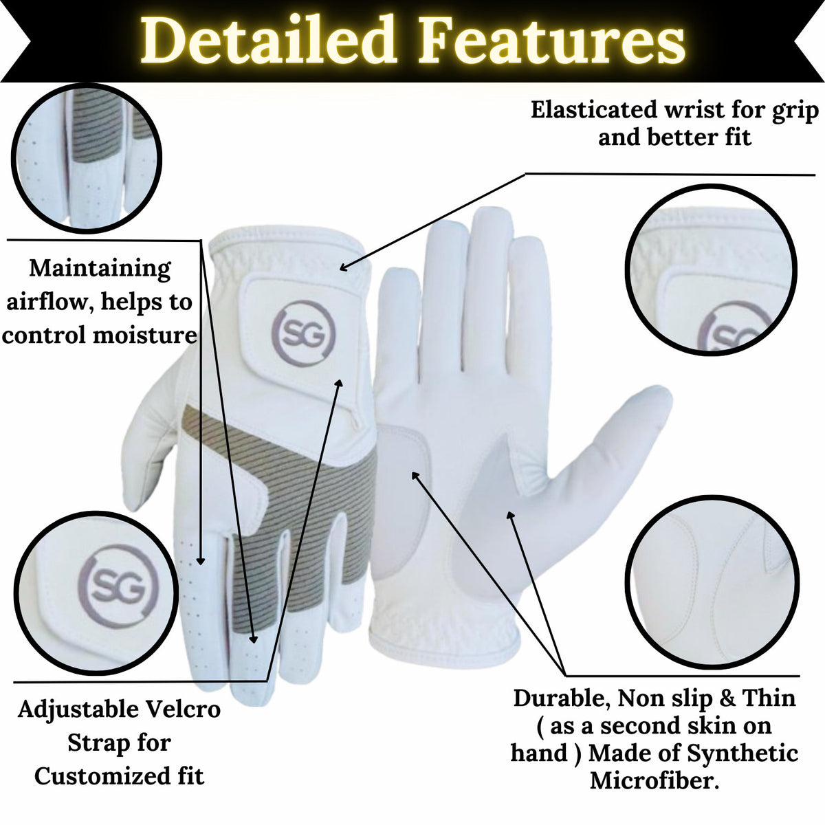 All Weather Golf Gloves Pack - Leather Palm & Breathable Fit