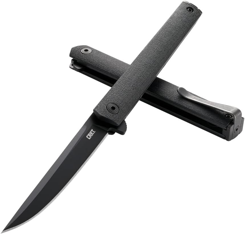 CRKT CEO Flipper Folding Knife Black Plain Edge with Liner Lock