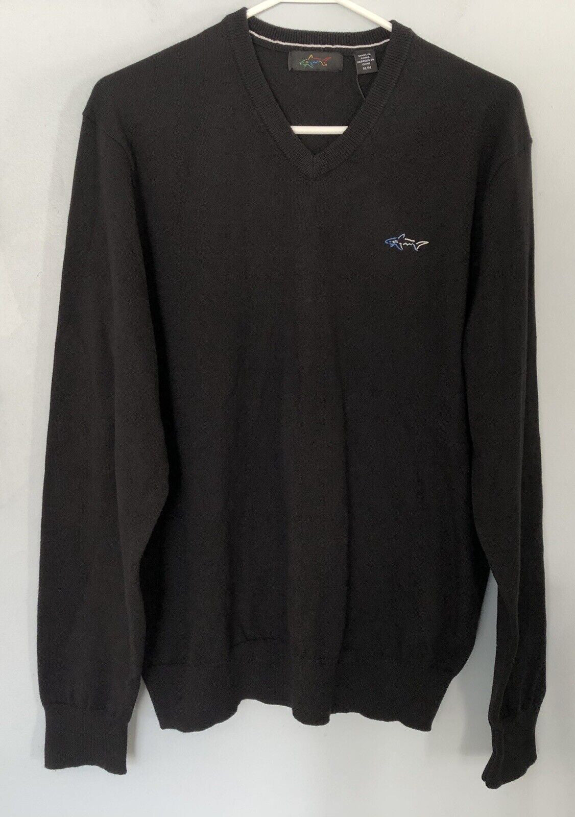Men's V-Neck Sweater with Thermolite Technology - All-Season Black Knit Pullover