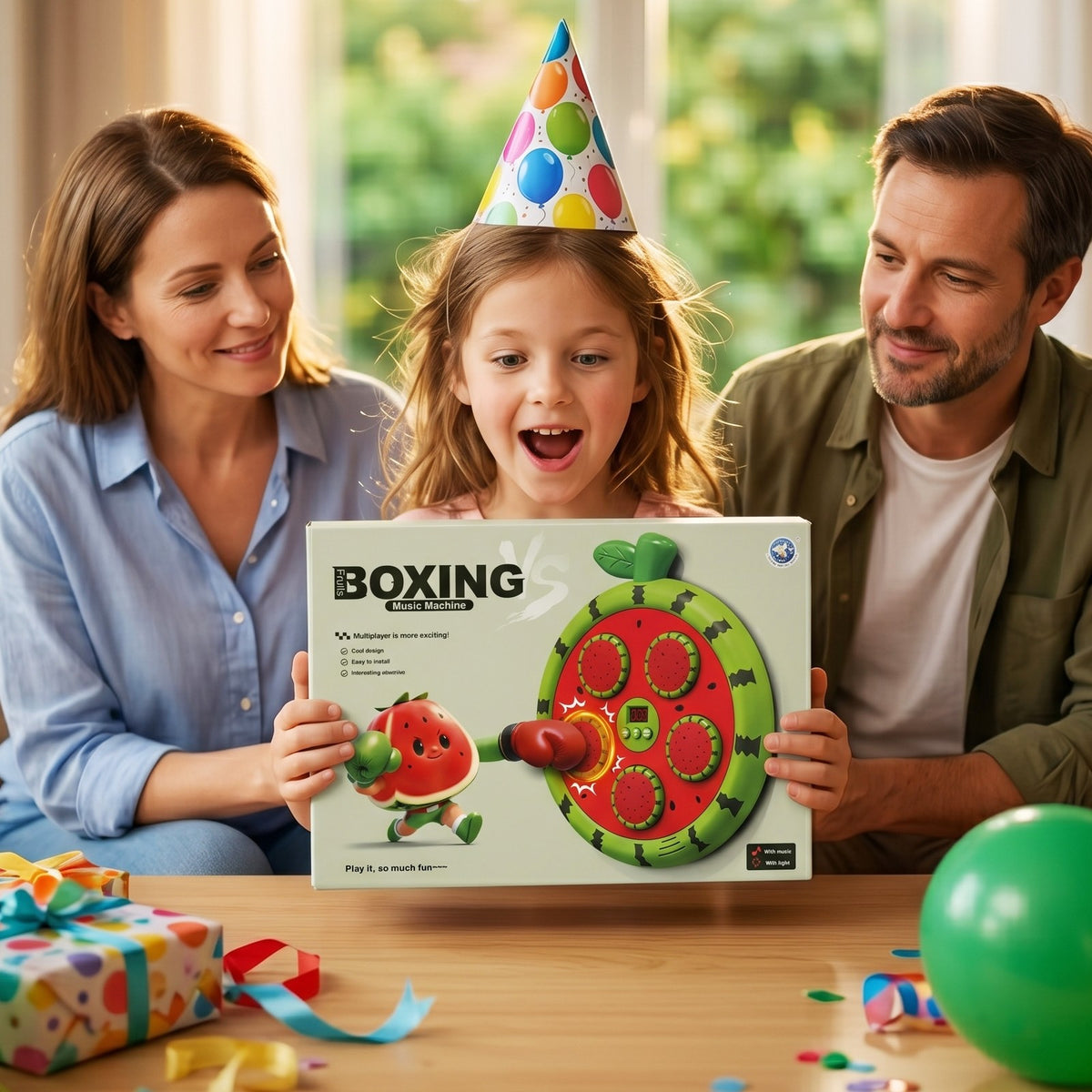 Kids Smart Boxing Machine with Bluetooth Music Wall Mount - Watermelon Shape