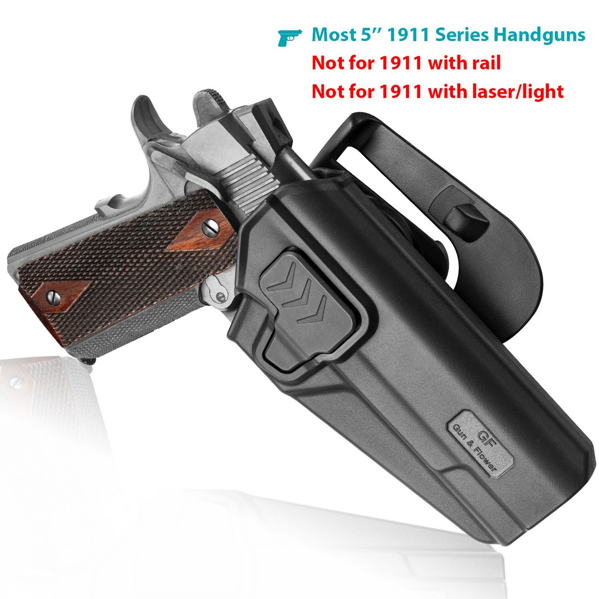 OWB Holster for 1911 Pistol - Compatible with Colt, Kimber, Springfield, RIA, Elite Force