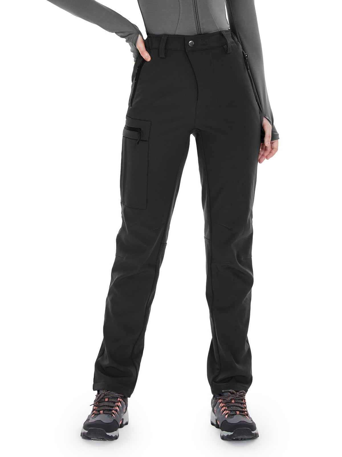 Water-Resistant Fleece-Lined Women's Hiking Pants - Size Medium