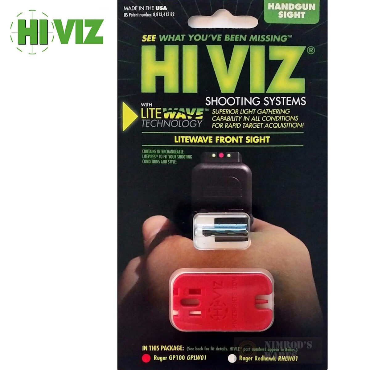 Interchangeable Front Sight for Ruger GP100 Revolvers - HiViz Litewave GPLW01
