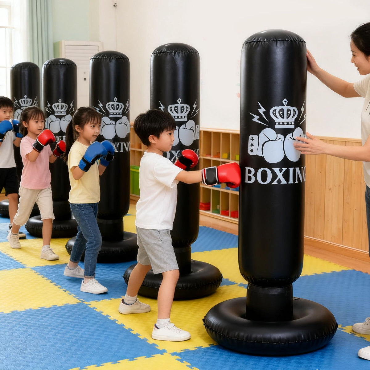 Inflatable Boxing Bag 63 Inch Punching Dummy for Martial Arts Training