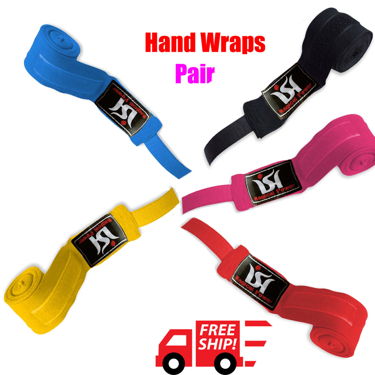 Boxing Hand Wraps with Thumb Loop and Hook & Loop Closure - Support & Protection