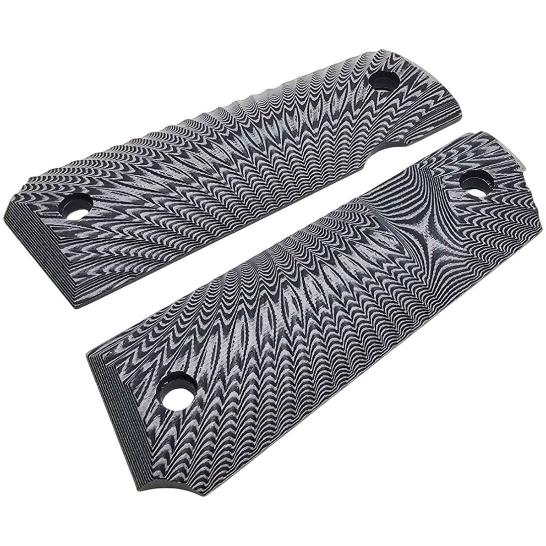 1911 G10 Full Size Black Gray Sunburst Tactical Pistol Grips - Ambidextrous