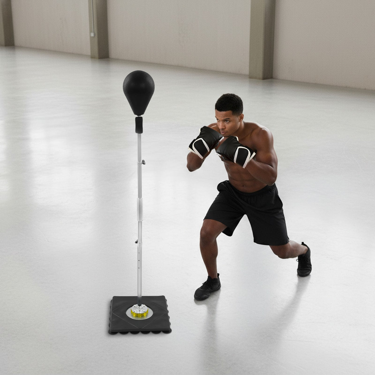 Adjustable Height Boxing Punching Bag with Suction Cup Base - Black