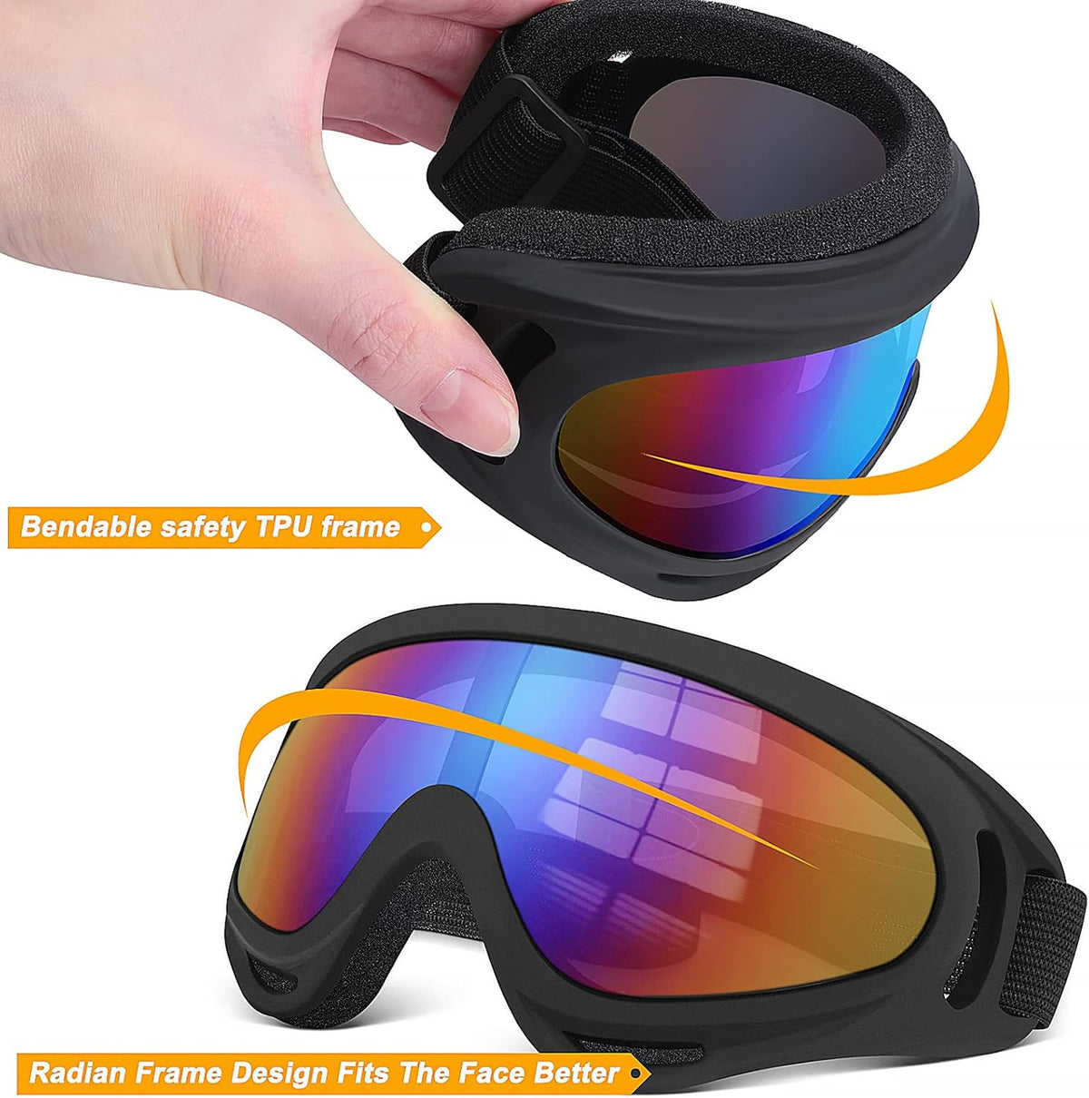 Motorcycle Goggles with UV400 Protection & Neck Gaiter Set – Pack of 2
