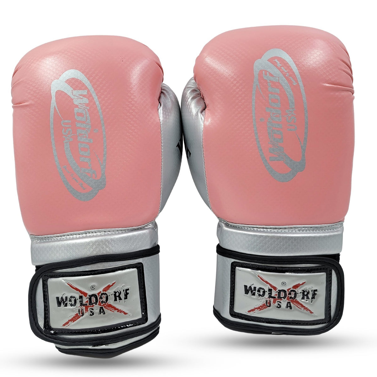 Pink Metallic Silver Boxing Gloves for Muay Thai Sparring Heavy Bag Training
