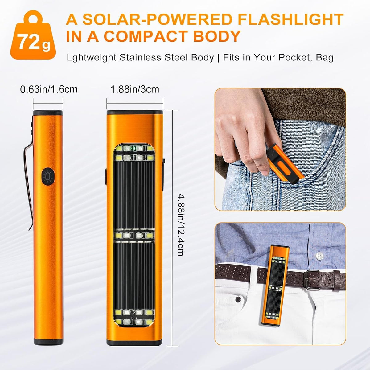 Rechargeable Solar Flashlight 900 Lumens IP65 Waterproof Portable LED Torch