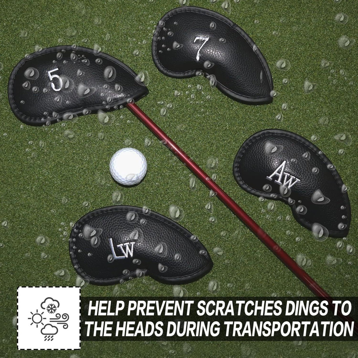 Golf Iron & Wedge Head Covers 12 Pack with Embroidered Labels - Fits Most Clubs