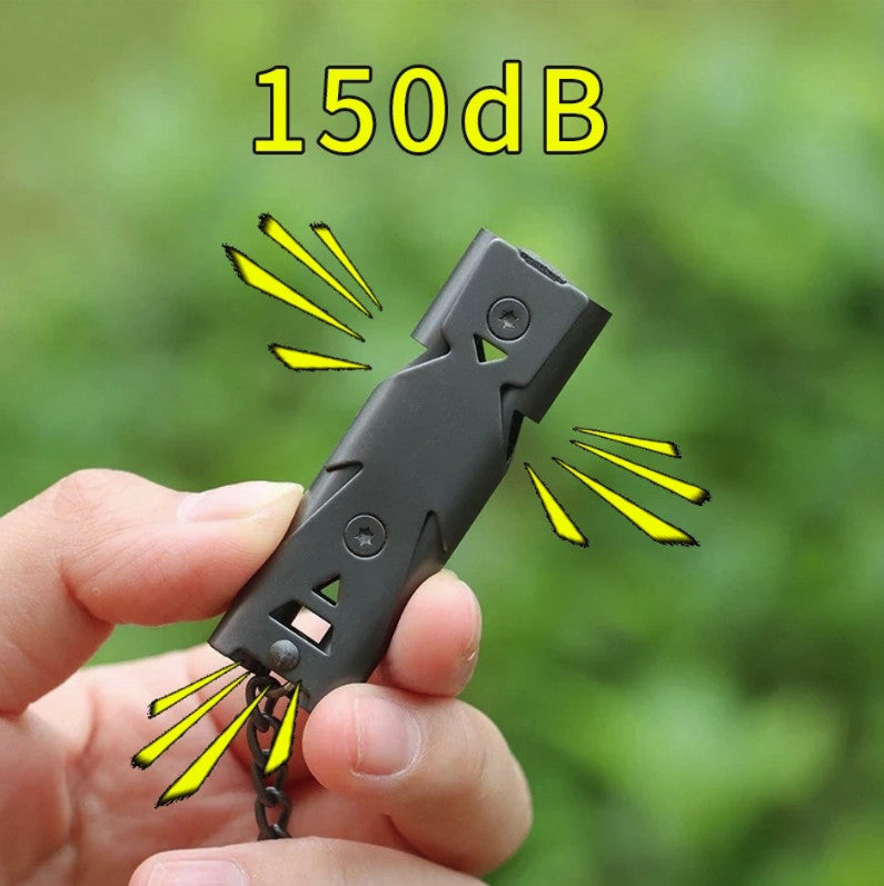 Emergency Survival Whistle 150DB Double Tube Steel Rescue Tool Compact & Loud