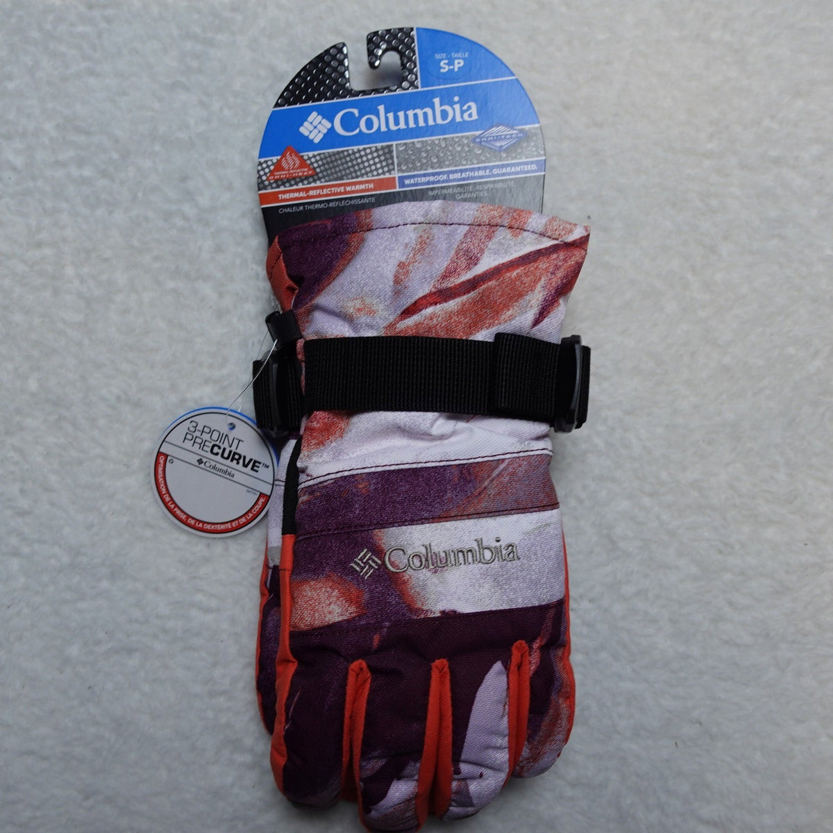 Youth Waterproof Ski Gloves with Omni-Heat Insulation - Purple & Orange