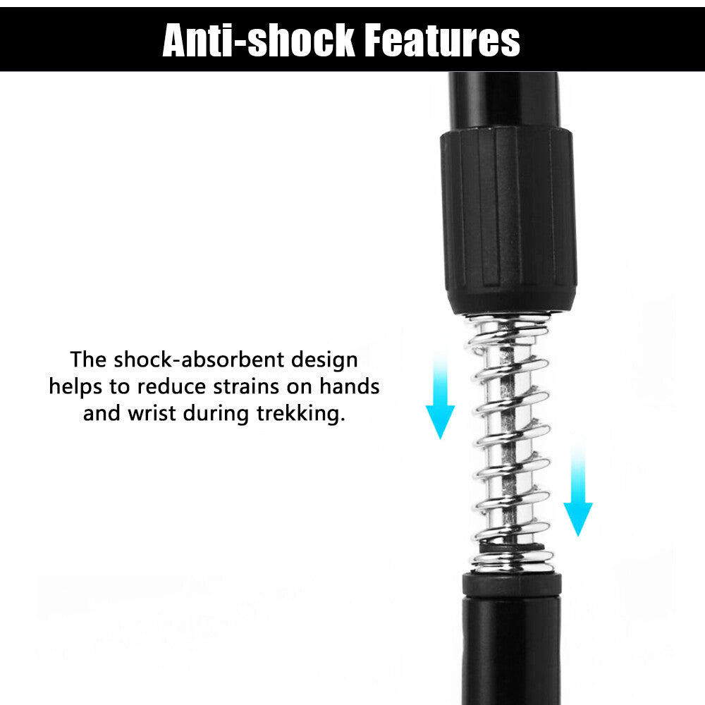 2X Adjustable Hiking Trekking Poles Nordic Walking Sticks Anti-shock Alpenstock