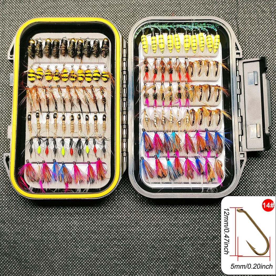 114Pcs Fly Fishing Lure Set for Trout Bass Salmon Steelhead with Box